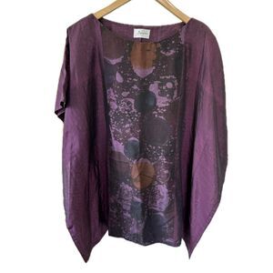 Samoko Silk Cotton Blend Asian Inspired Oversize Kaftan Tunic Blouse One Size